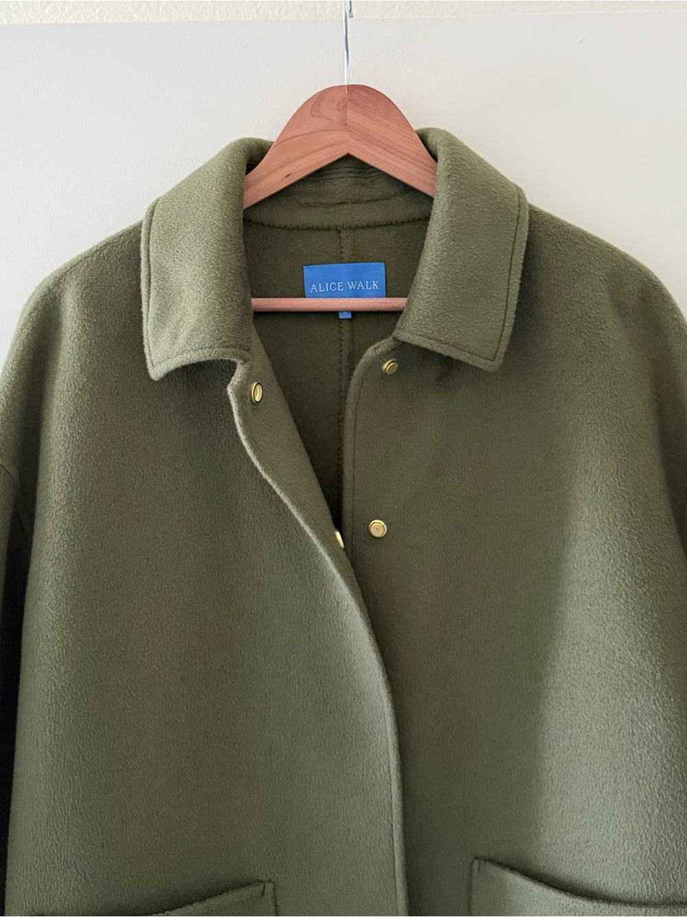 Alice Walk Cashmere Car Coat - Olive Green - Picture 5 of 8